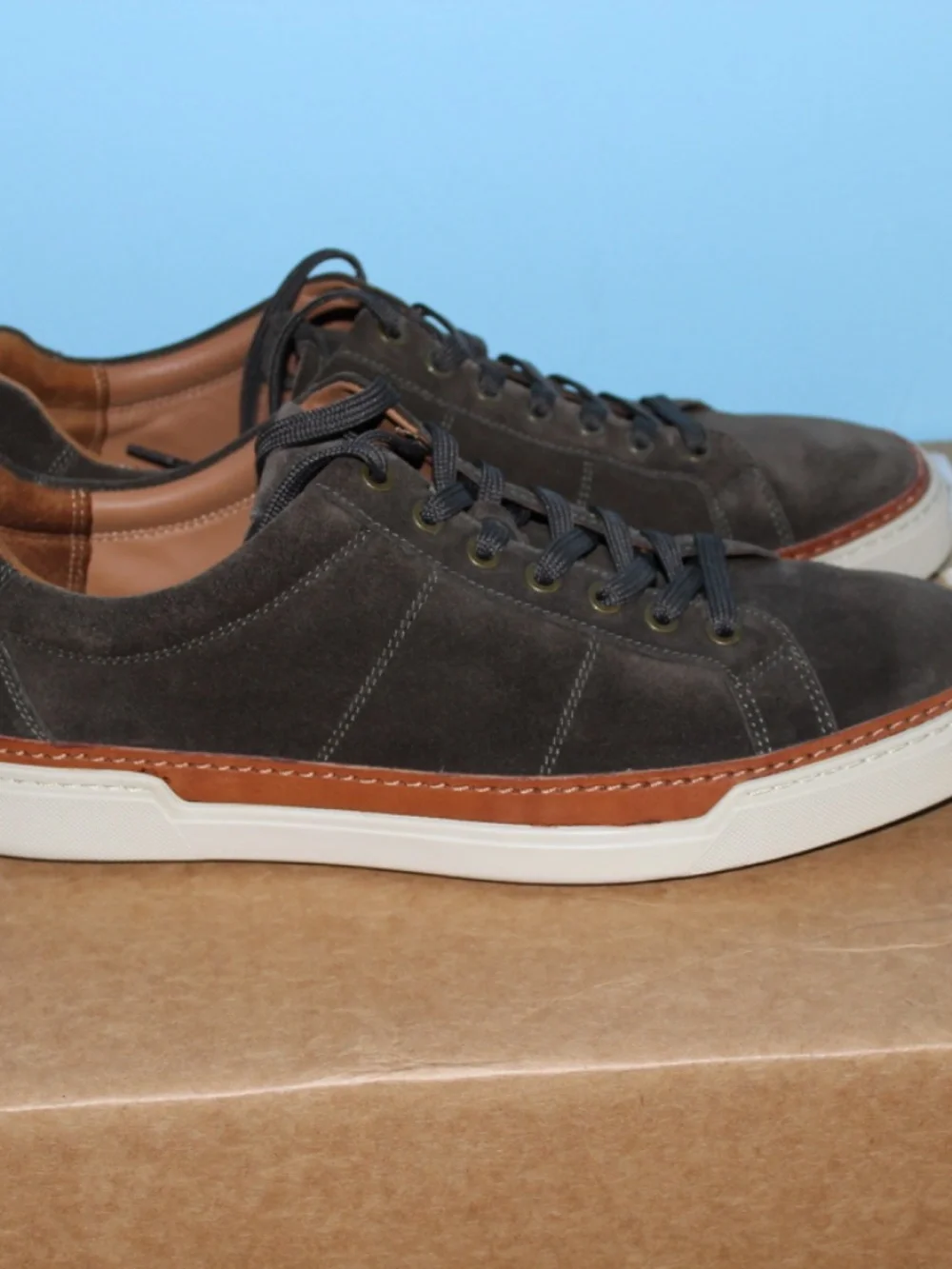 Allen Edmund Olive Suede Sneakers